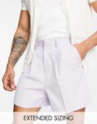 Asos Design Smart Cropped Bermuda Shorts In Lilac-purple