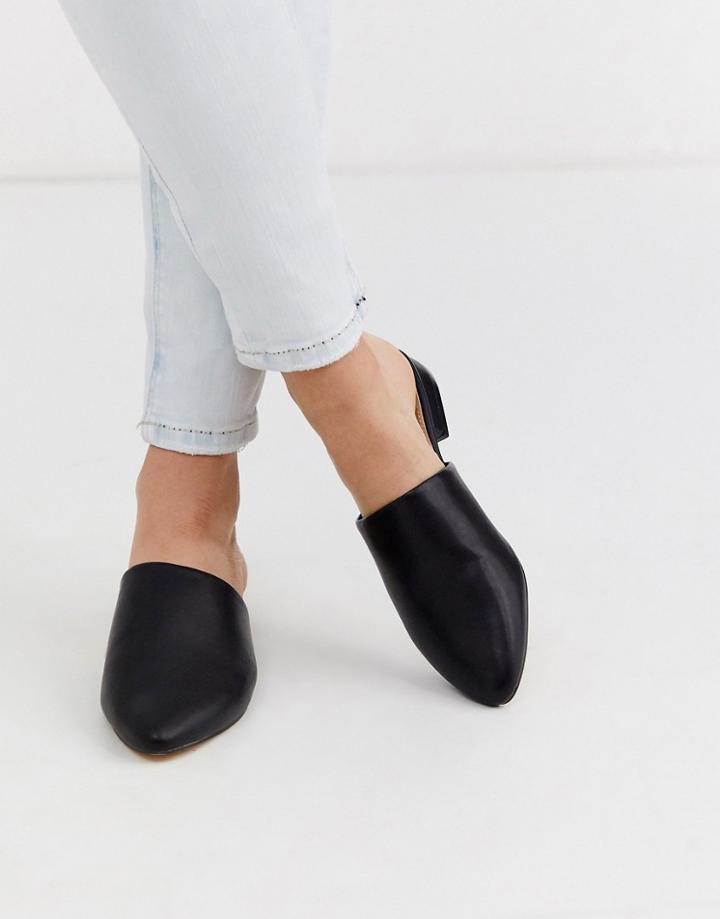 Truffle Collection Flat Pointed Mules In Black