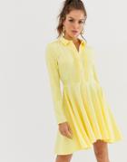 Unique21 Pleated Front Shirt Dress - Yellow