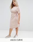 Asos Curve Midi T-shirt Dress With Corset Detail - Beige
