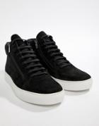 Hugo Futurism High Zip Suede Sneaker In Black - Black