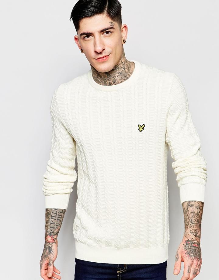 Lyle & Scott Sweater With Cable Knit In Cream - Ivory