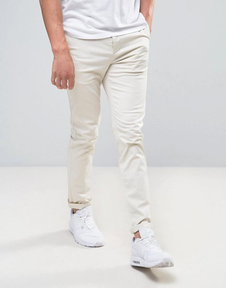 Asos Slim Chinos In Beige - Beige