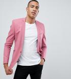 Asos Design Tall Skinny Blazer In Pink Cotton - Pink