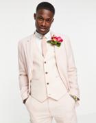 Asos Design Wedding Skinny Suit Jacket In Rose-pink