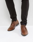 Asos Derby Shoes In Tan Leather With Emboss Panel Detail - Tan