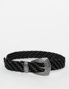 Asos Pu And Suedette Plaited Western Boyfriend Belt - Black