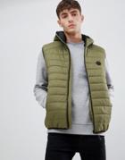 D-struct Quilted Lightweight Hooded Puffer Vest Fine Nylon - Green