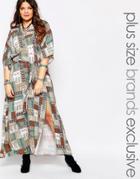 Alice & You Tile Print Wrapover Maxi Dress With Kimono Sleeve - Multi