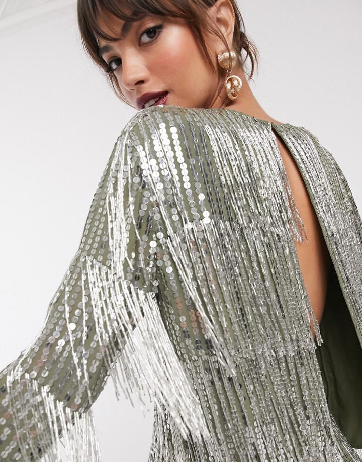 Asos Edition Sequin & Fringe Open Back Top