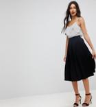 Asos Design Tall Midi Skirt With Box Pleats-black