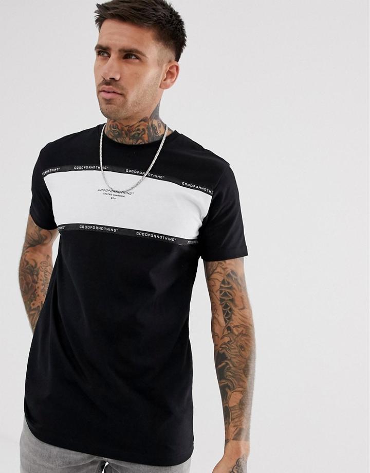 Good For Nothing Muscle Cut & Sew Panel T-shirt In Black - Black