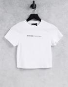 Asos Weekend Collective Shrunken T-shirt With Logo In White