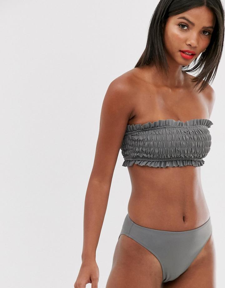 Unique21 Shirred Bandeau Bikini Top-green