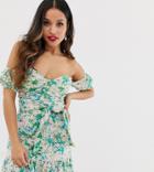 Asos Design Petite Printed Broderie Sundress With Underwire - Multi
