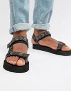 Asos Design Tech Sandals In Geo-tribal Tape - Black