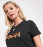 Asos Design Maternity Halloween T-shirt With Mom-ster Motif-black