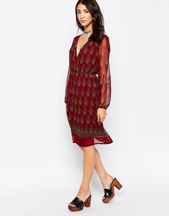 Diya Paisley Print Wrap Dress - Pink