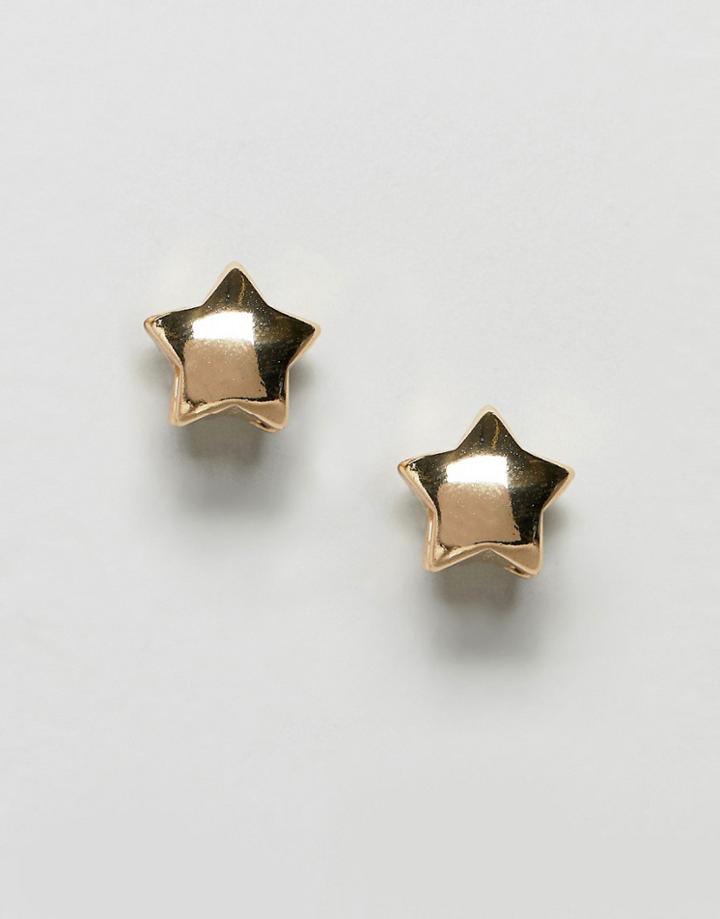 Asos Design Stud Earrings Double Star In Gold - Gold