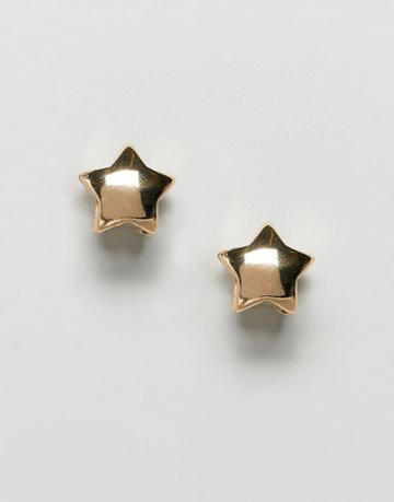 Asos Design Stud Earrings Double Star In Gold - Gold