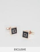 Designb London Square Cuff Links In Rose Gold & Black Exclusive To Asos - Gold