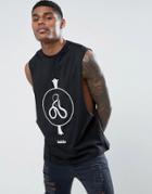 Bando Twist Print Sleeveless T-shirt Tank Top Tank - Black