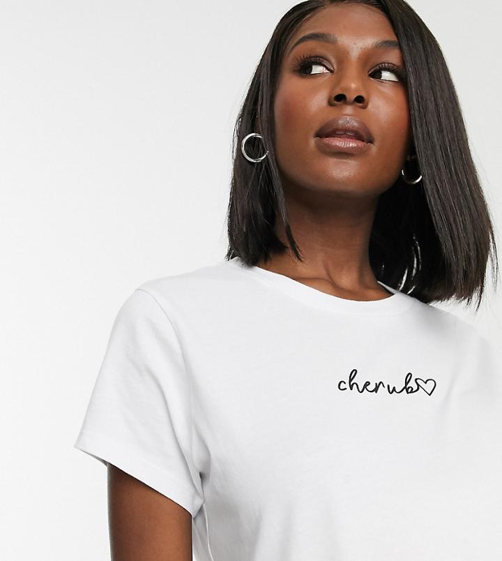 Asos Design Maternity T-shirt With Cherub Motif-white