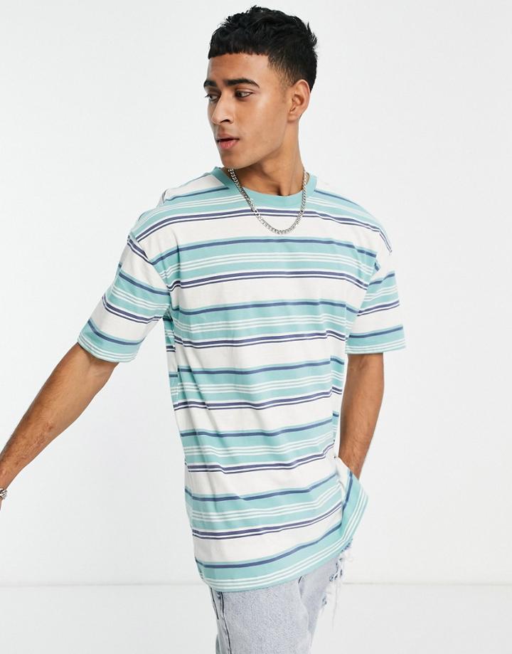 New Look Oversized Striped T-shirt In Blue