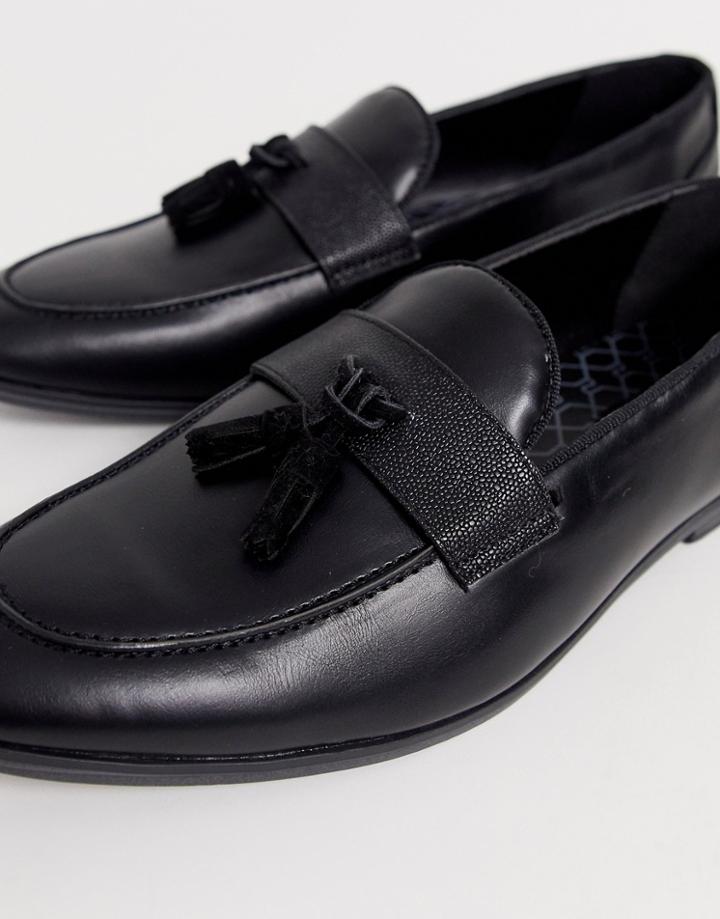 River Island Loafer With Tassles In Black - Black