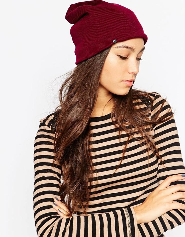 Plush Fleece Lined Beanie Hat - Bordeaux