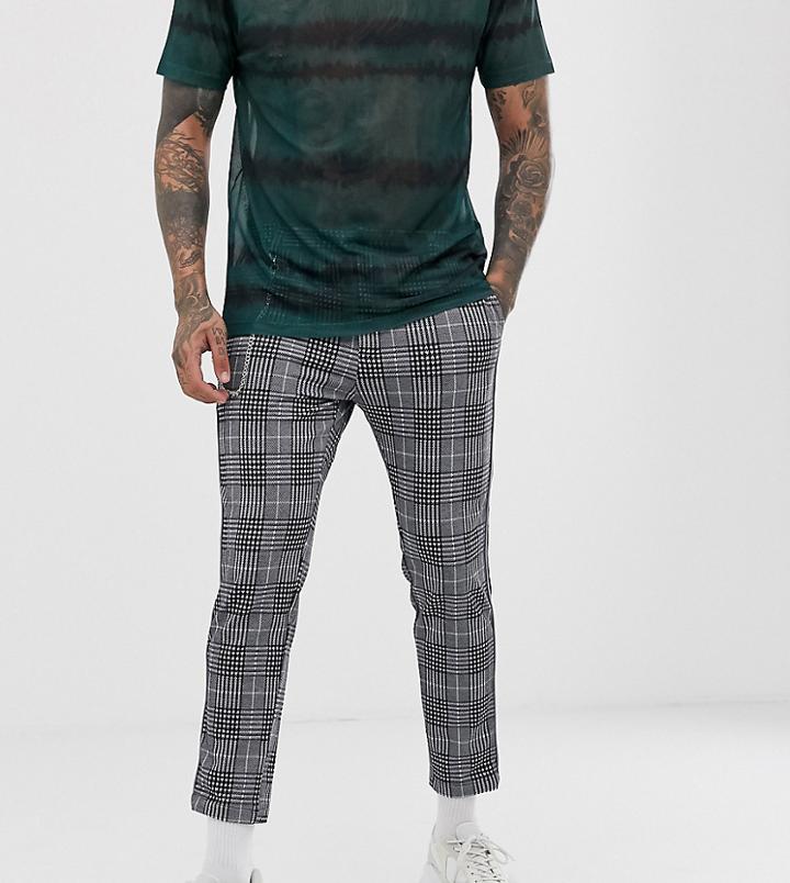 Mauvais Skinny Cropped Pants With Chain In Gray Check - Gray