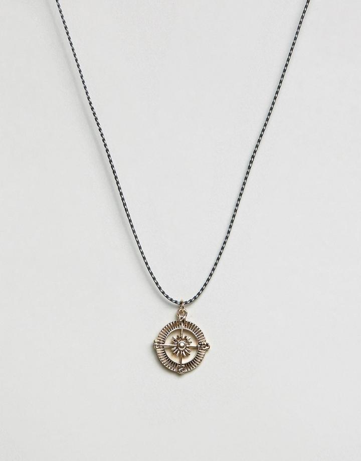 Icon Brand Compass Cord Necklace - Black