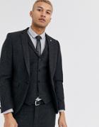 Twisted Tailor Super Skinny Suit Jacket With Patch Pockets In Dark Gray-grey