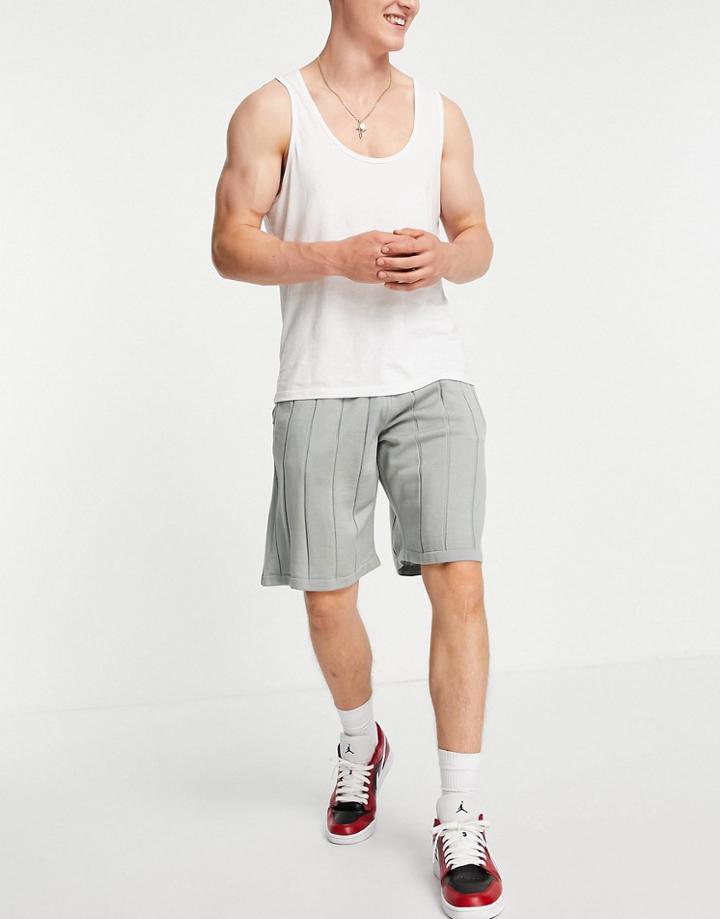 Asos Design Knit Oversized Coordinating Basketball Shorts In Light Gray-grey