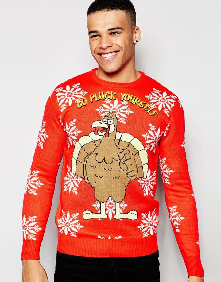 Brave Soul Pluck Holidays Sweater - Red