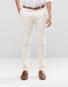 Asos Super Skinny Smart Pants In Cotton Sateen In Cream - Cream
