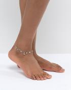Asos Design Disc And Moon Charm Anklet - Gold
