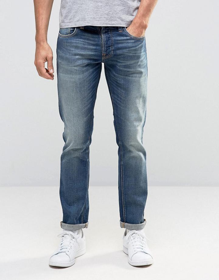 Nudie Grimtim Slim Jeans Dark Crispy Worn - Blue
