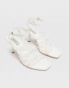 Stradivarius Strappy Heeled Sandal With Squared Toe In White