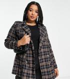 Urban Threads Plus Single Breasted Blazer In Black Plaid - Part Of A Set