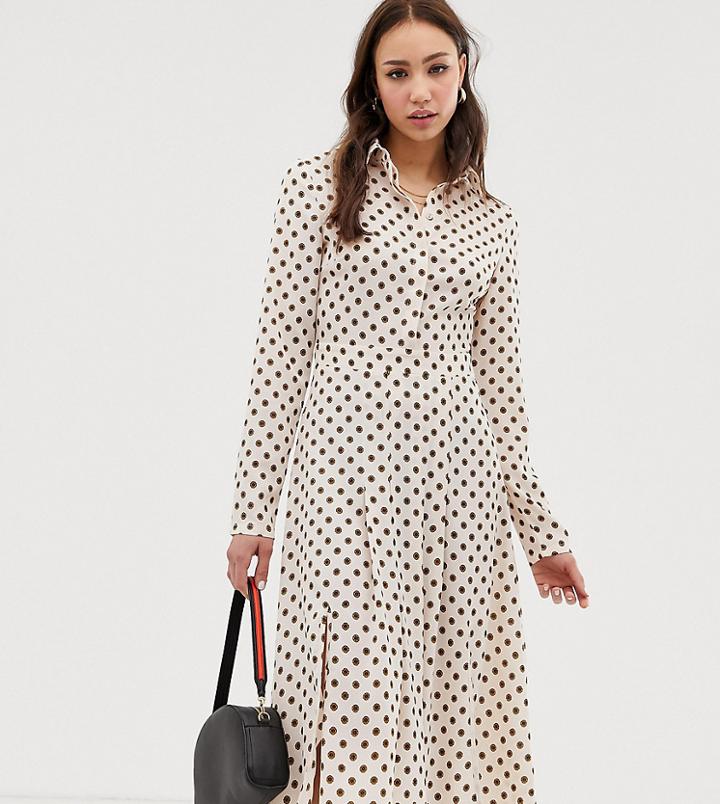 Glamorous Tall Midi Shirt Dress In Floral Polka Dot-cream