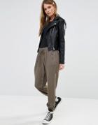 New Look Twill Track Pants - Green