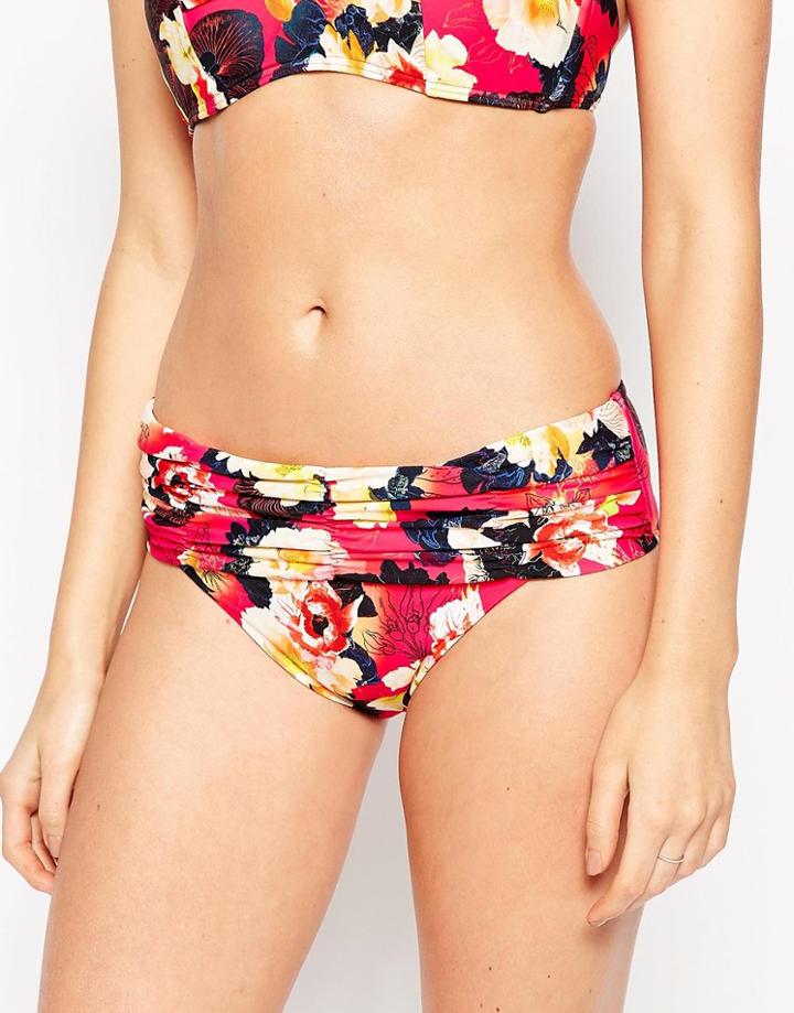 Seafolly Floral Skirted Bikini Bottoms - Raspberry