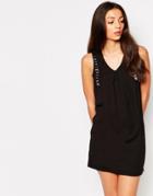 Vero Moda Sleeveless Shift Dress With Embellished Detail - Black
