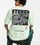 Collusion T-shirt With Stereo Print In Neon Green-grey