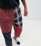 Reclaimed Vintage Inspired Patchwork Check Pants - Multi