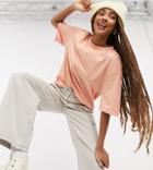 Collusion Unisex T-shirt In Coral-orange