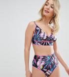 Peek & Beau Fuller Bust Tropical Bikini Top Dd-g - Black