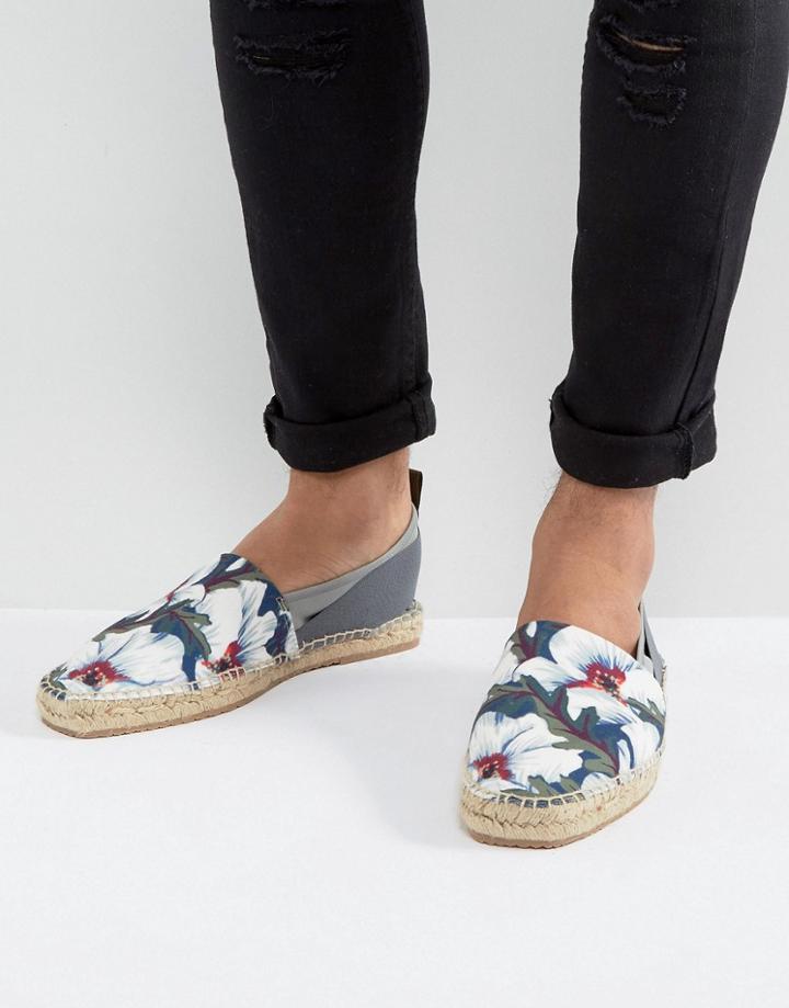 Hudson Kradan Floral Printed Espadrilles - Gray