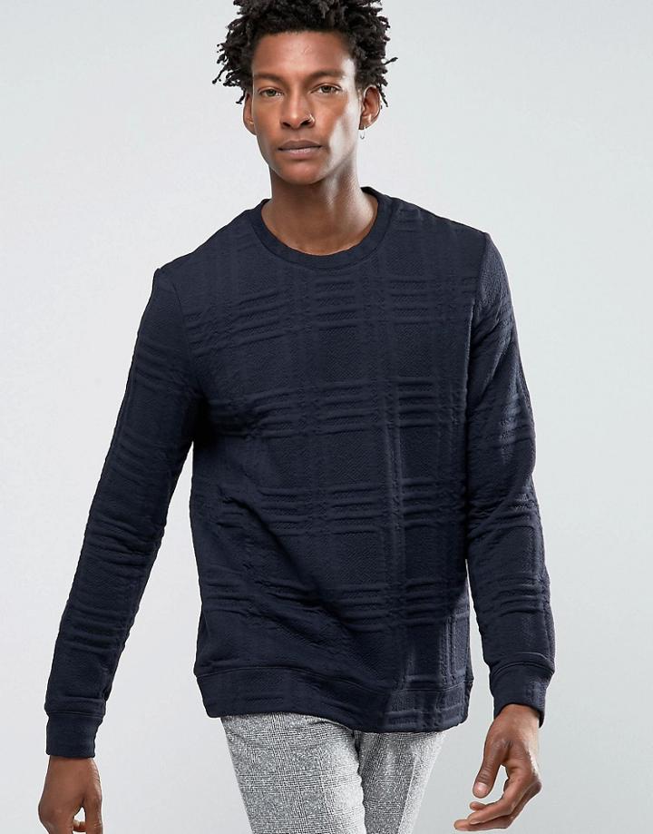 Kiomi Sweater In Checked Texture - Navy